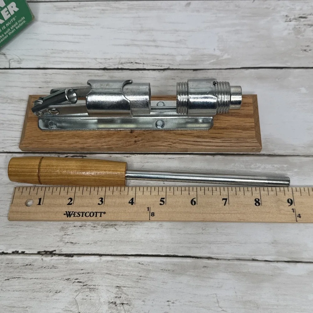 Vintage Adams Pecan Cracker Lever Action Nutcracker Tool With Original Box USA